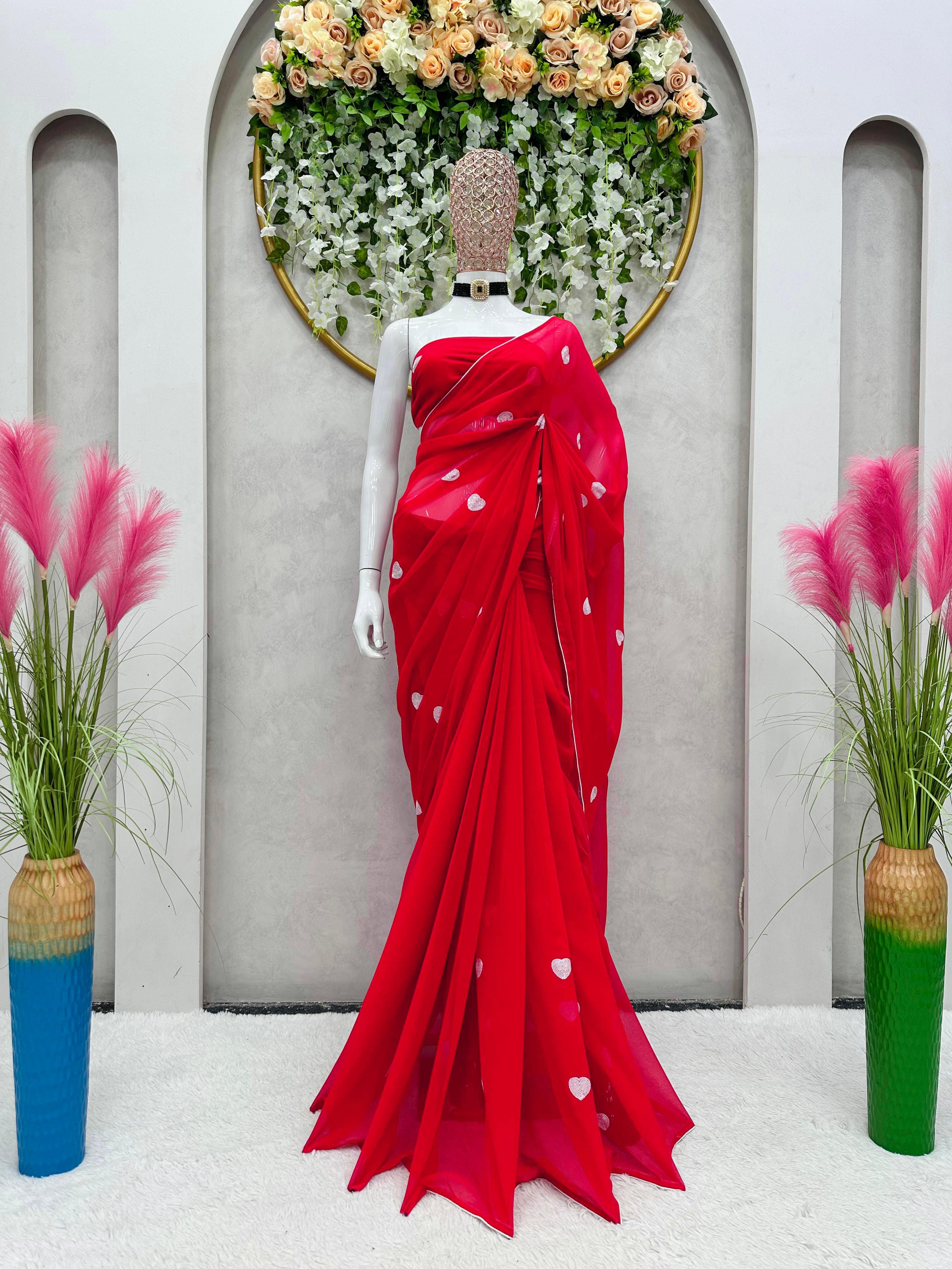 KD designer saree Elegant Ready to Wear Saree with Sequin Work & Piping