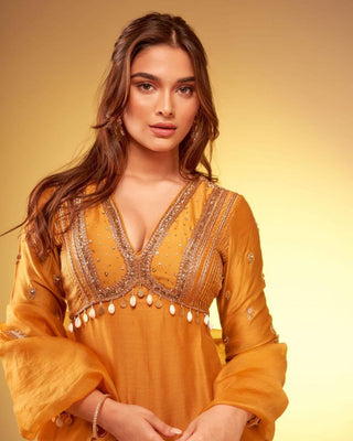 Bollywood Style Star Saiee Manjarekar Yellow Attire