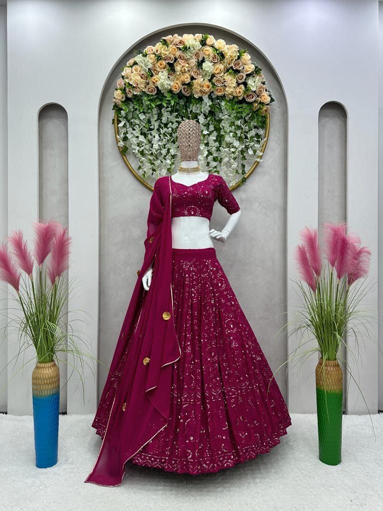 RTC designer lehenga Semi-Stitched Stunning Maroon Lehenga Choli with Dupatta Set