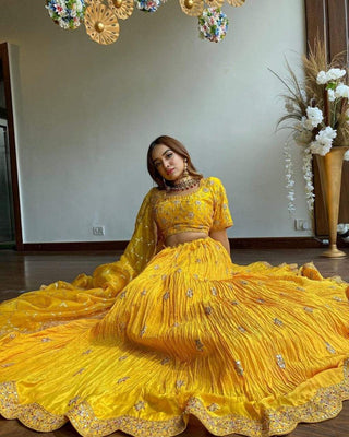 Yellow Designer Bridal Lehenga For Haldi Function