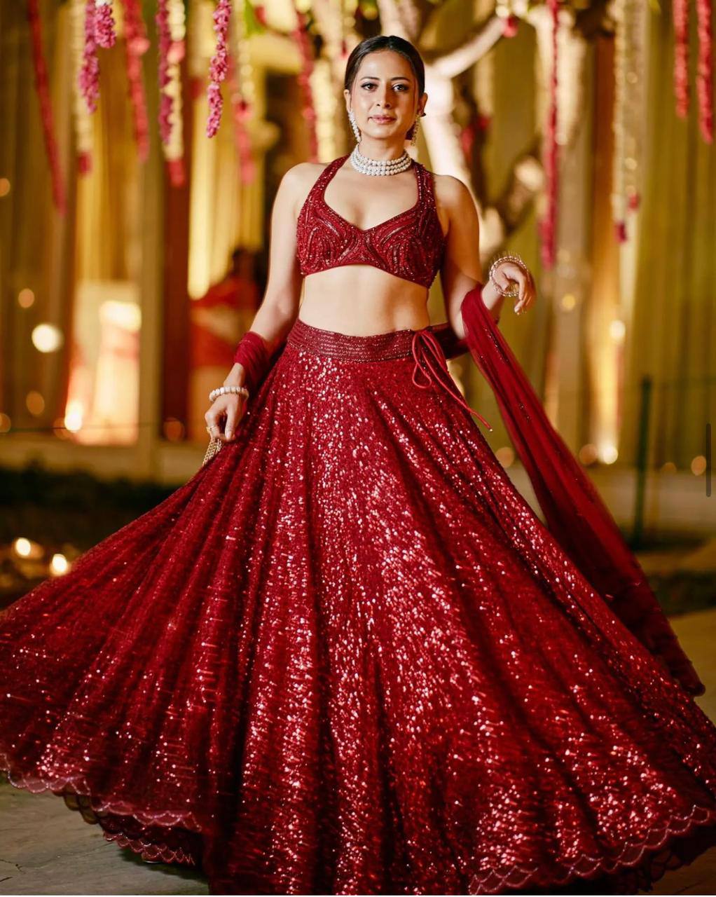 SE Dresses Designer Bridal Wear Sargum Mehata Embroidery Sequence Work Lehengas Choli With Dupatta