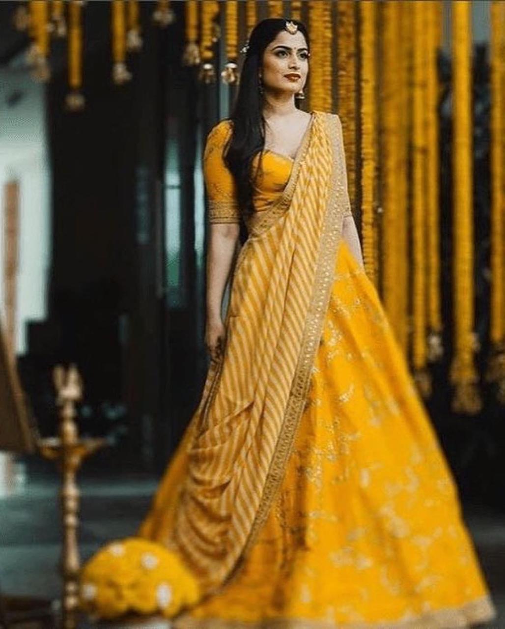 Gorgeous Designer Yellow Lahnga choli  For Haldi Ceremony