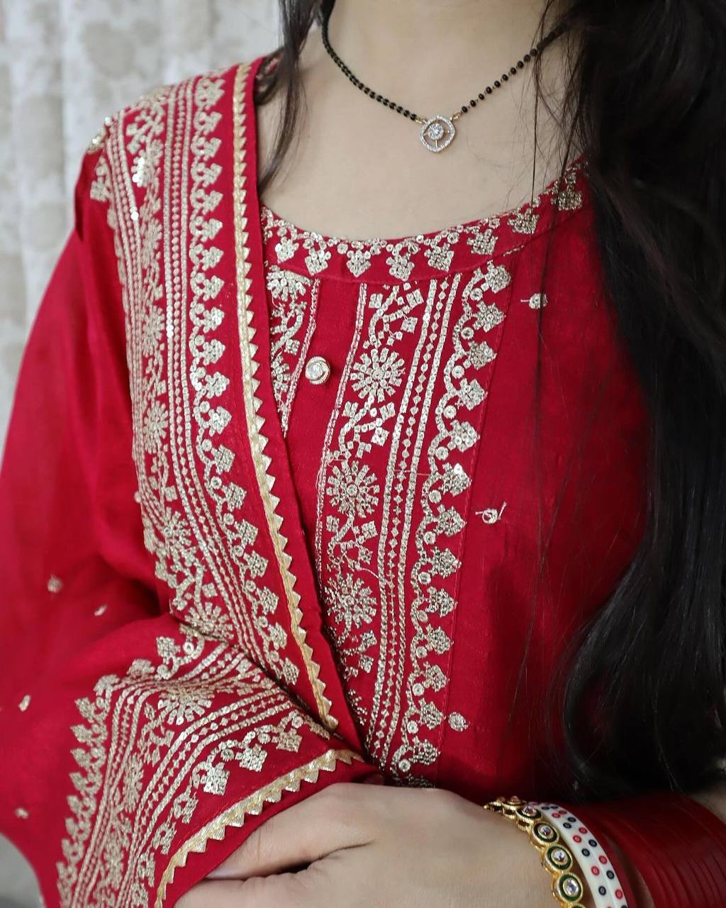 Designer Red Color Karwa Chauth Special Dress Online