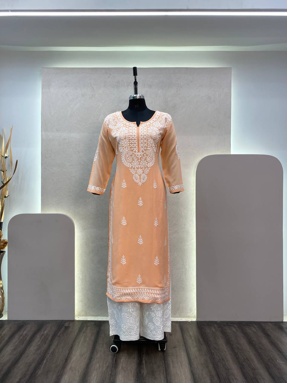 BE Designer outfits Stylish Rayon Top with Cotton Thread Embroidery Work, Paired with Plazo