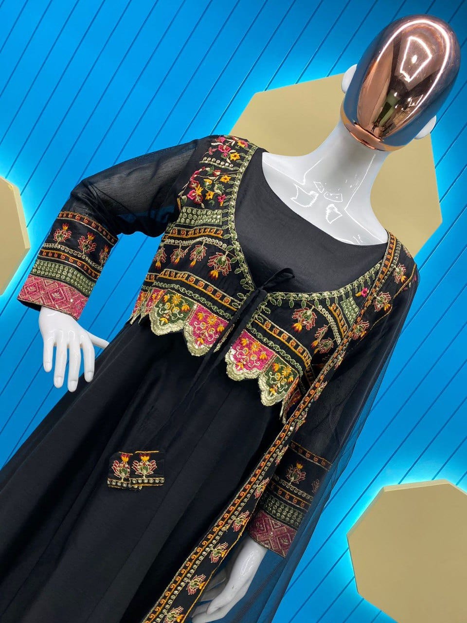 LG Designer Outfit Trending Rajwadi Sequin Embroidered Designer Top with Koti and Dupatta