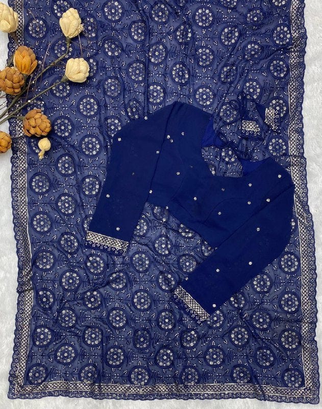 LG designer saree Exquisite Sequin Embroidery Designer Saree with Blouse 🚀