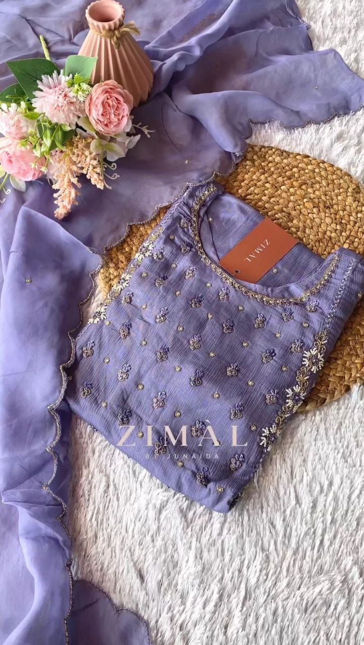 Manali Designer Outfit Exquisite Jam Cotton Designer Suit Set with Organza Dupatta and Hand Work