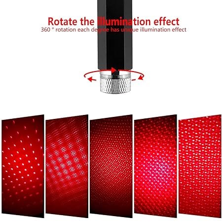 Roposo Clout Star  Lamp USB Car Star Ceiling Light Sky Projection Lamp Romantic Night Lights Car Fancy Lights (Red)