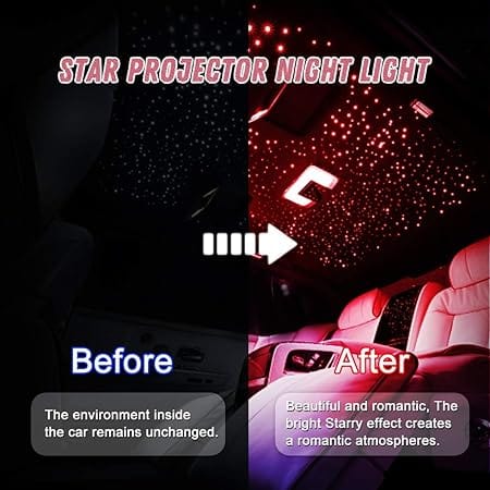 Roposo Clout Star  Lamp USB Car Star Ceiling Light Sky Projection Lamp Romantic Night Lights Car Fancy Lights (Red)