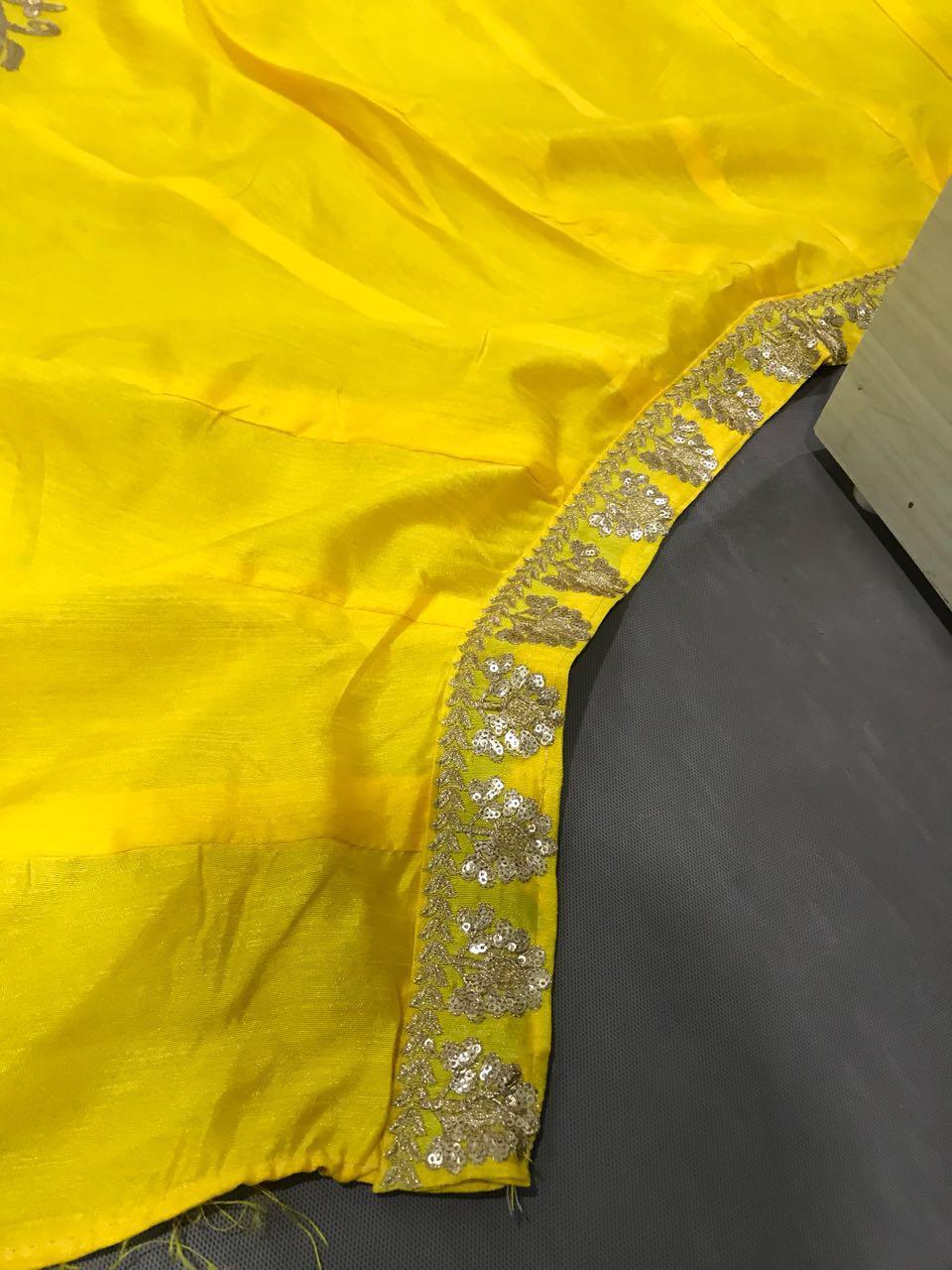 Designer Hot Yellow Lahnga Choli