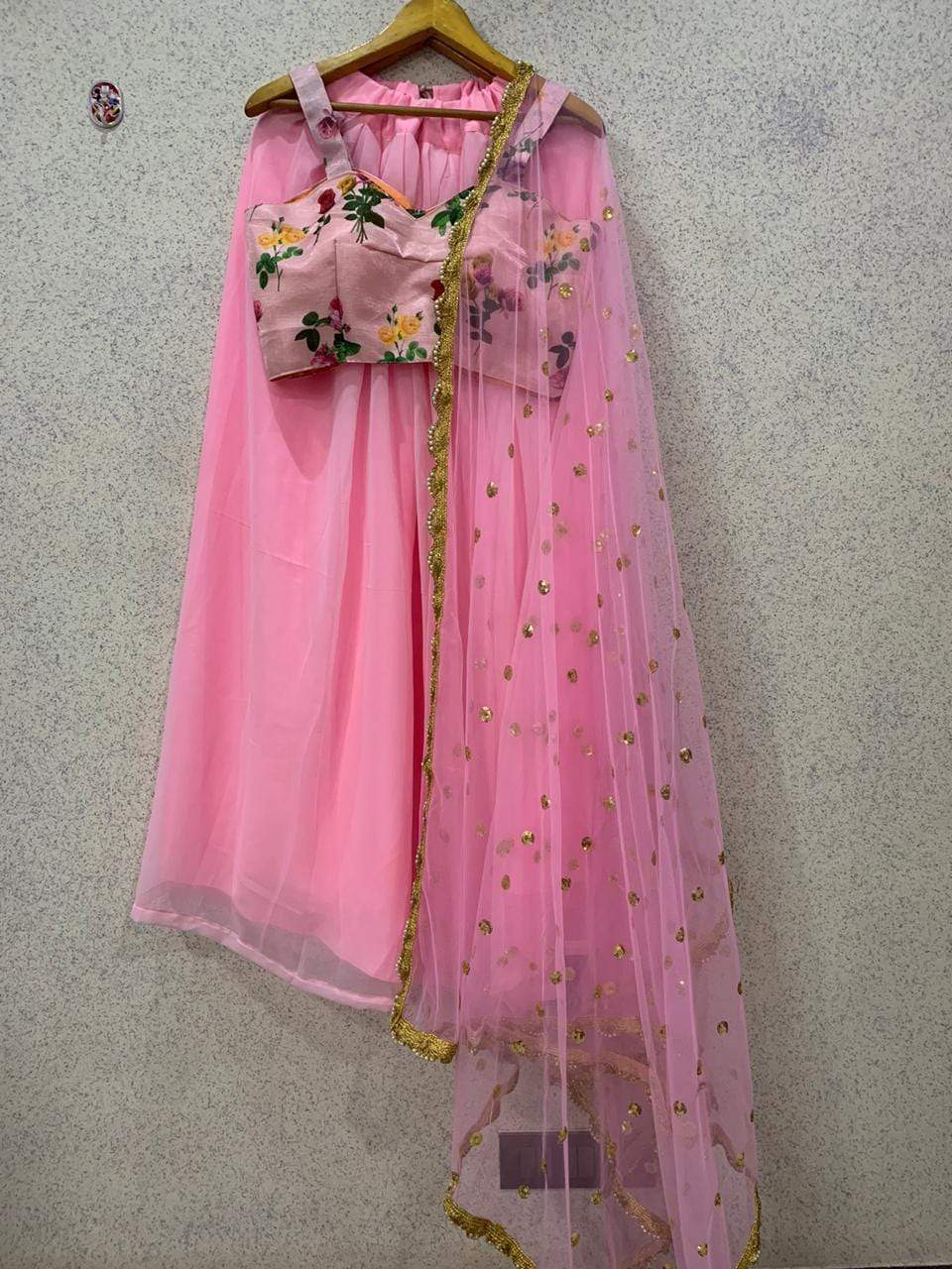 Gorgeous Pink Georgette Lehenga Choli