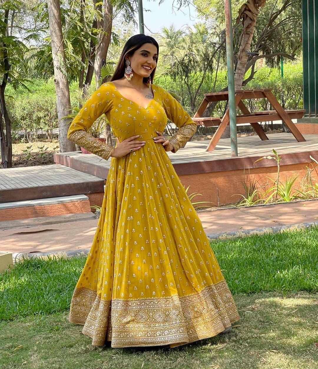 SE Dresses Designer Party Wear Look Yellow Gown