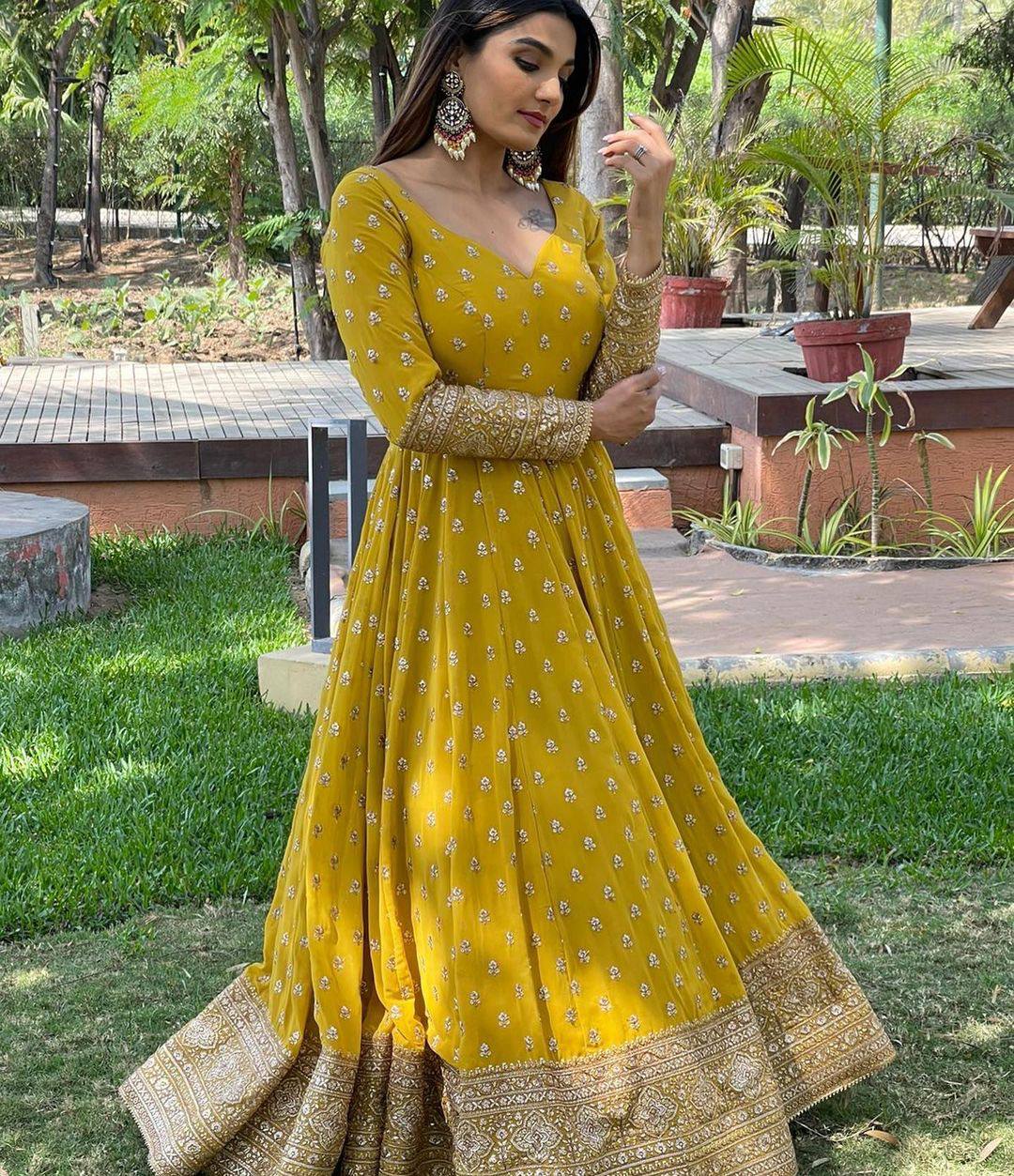 Yellow embroidered peplum with skirt by Mona and Vishu | Lehenga designs  simple, Party wear indian dresses, Party wear dresses